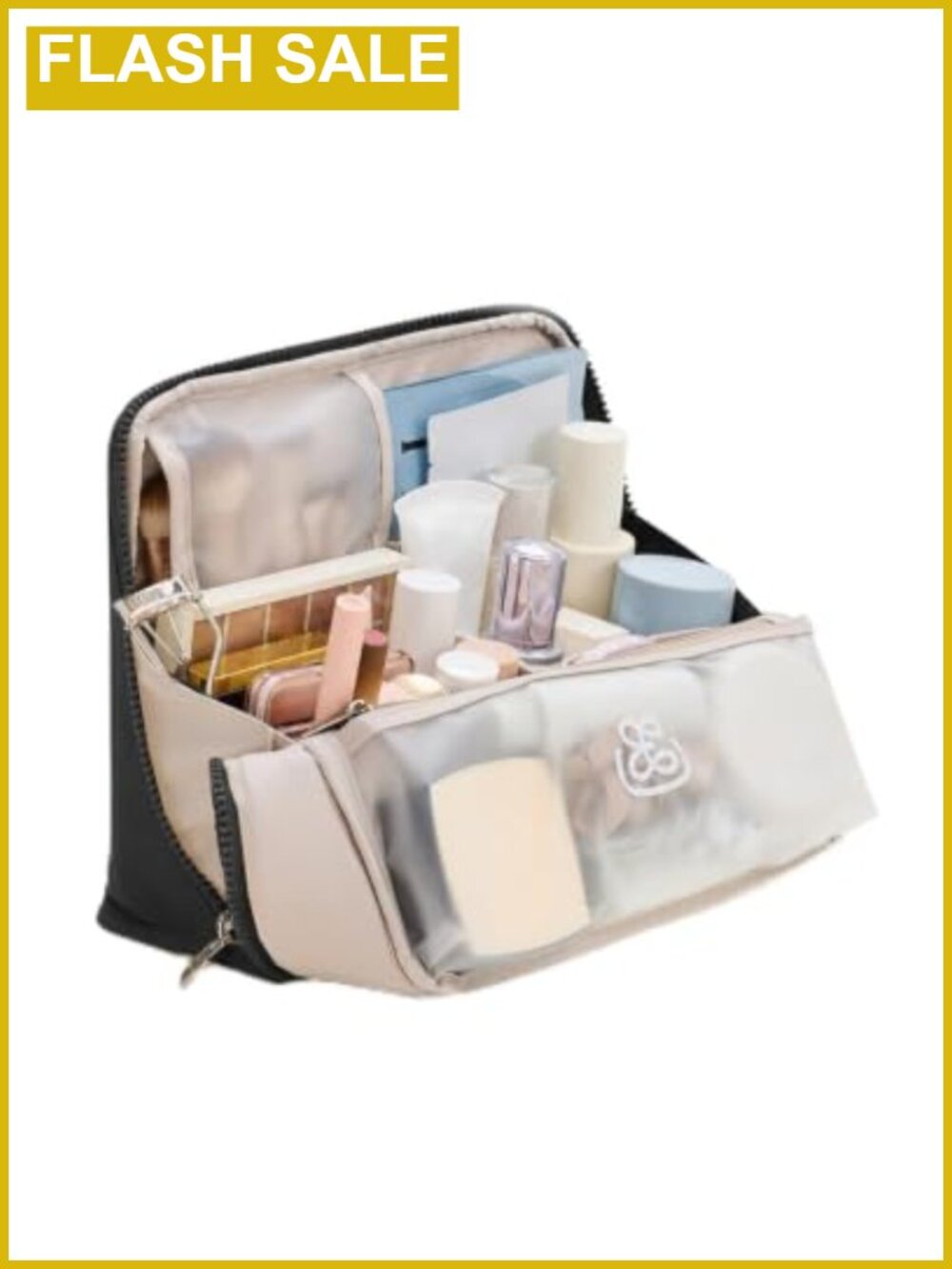 Standing Makeup Bag Waterproof Cosmetic Toiletry Organizer with Phone Holder